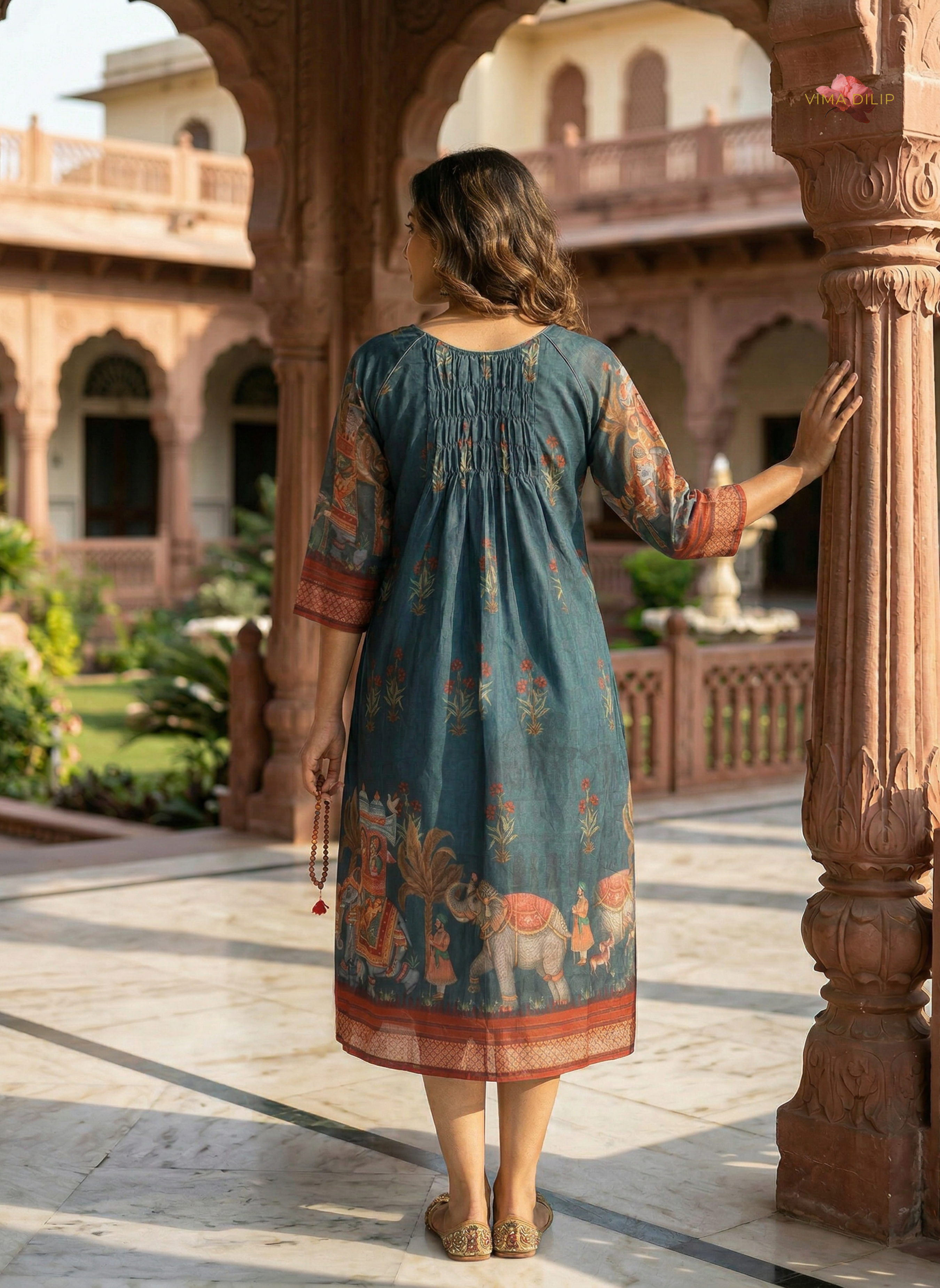 Royal Heritage Teal Cotton Dress