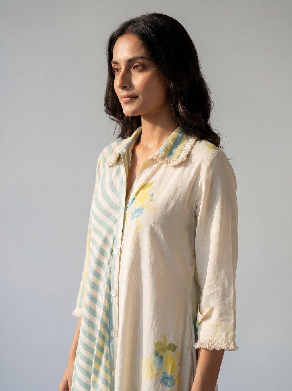 Pastel Breeze Cotton Shirt Drape Dress