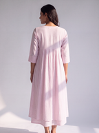 Blush Pink Embroidered A-Line Dress