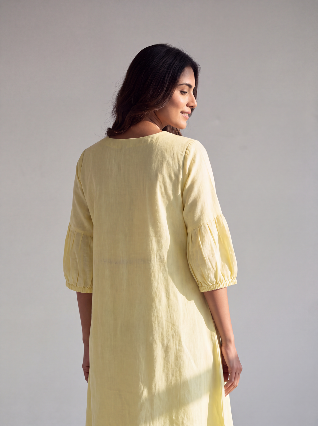 Pastel Yellow French Knot Dress