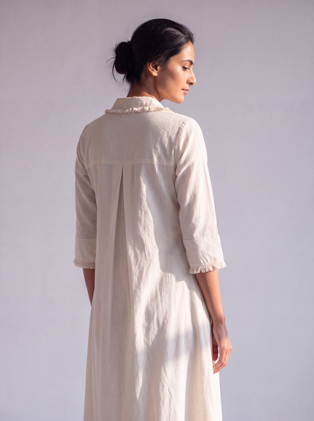 Ivory Embroidered Drape Dress