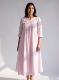 Blush Pink Embroidered A-Line Dress