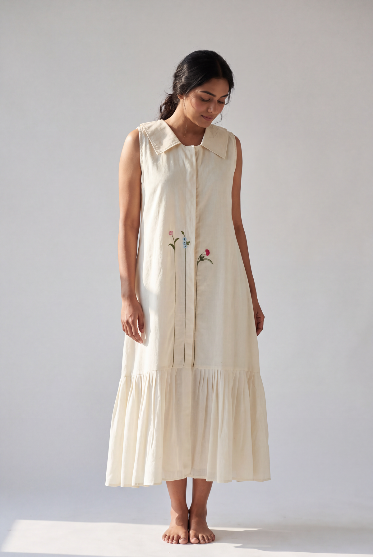 Ivory Floral Embroidered Dress
