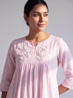 Blush Pink Embroidered A-Line Dress