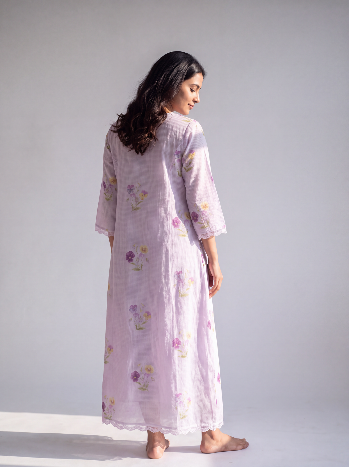 Lavender Floral Printed Maxi Dress