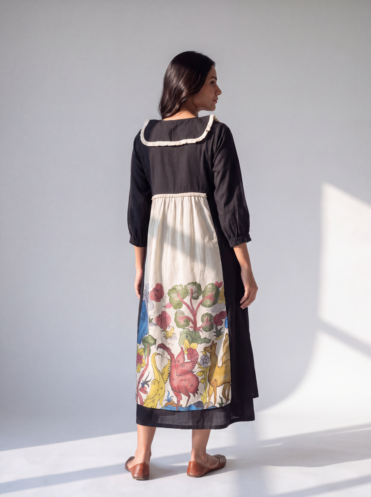 Black & Ivory Hand-Painted Panel Dress