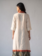 Ivory Floral Printed Tunic with Rust Scarf