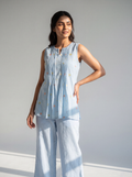 Powder Blue Embroidered Cotton Co-Ord Set