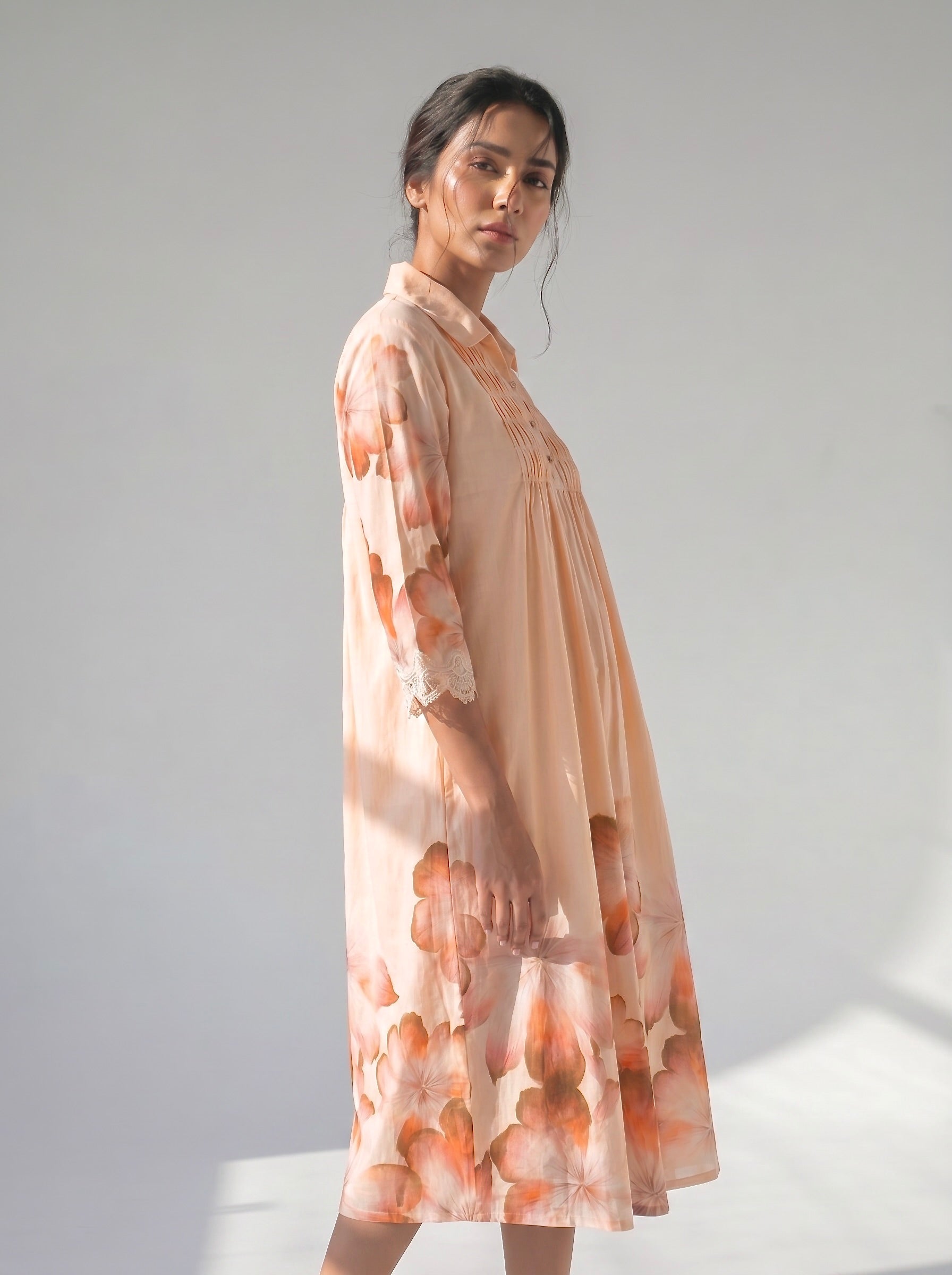 Peach Bloom Cotton Dress