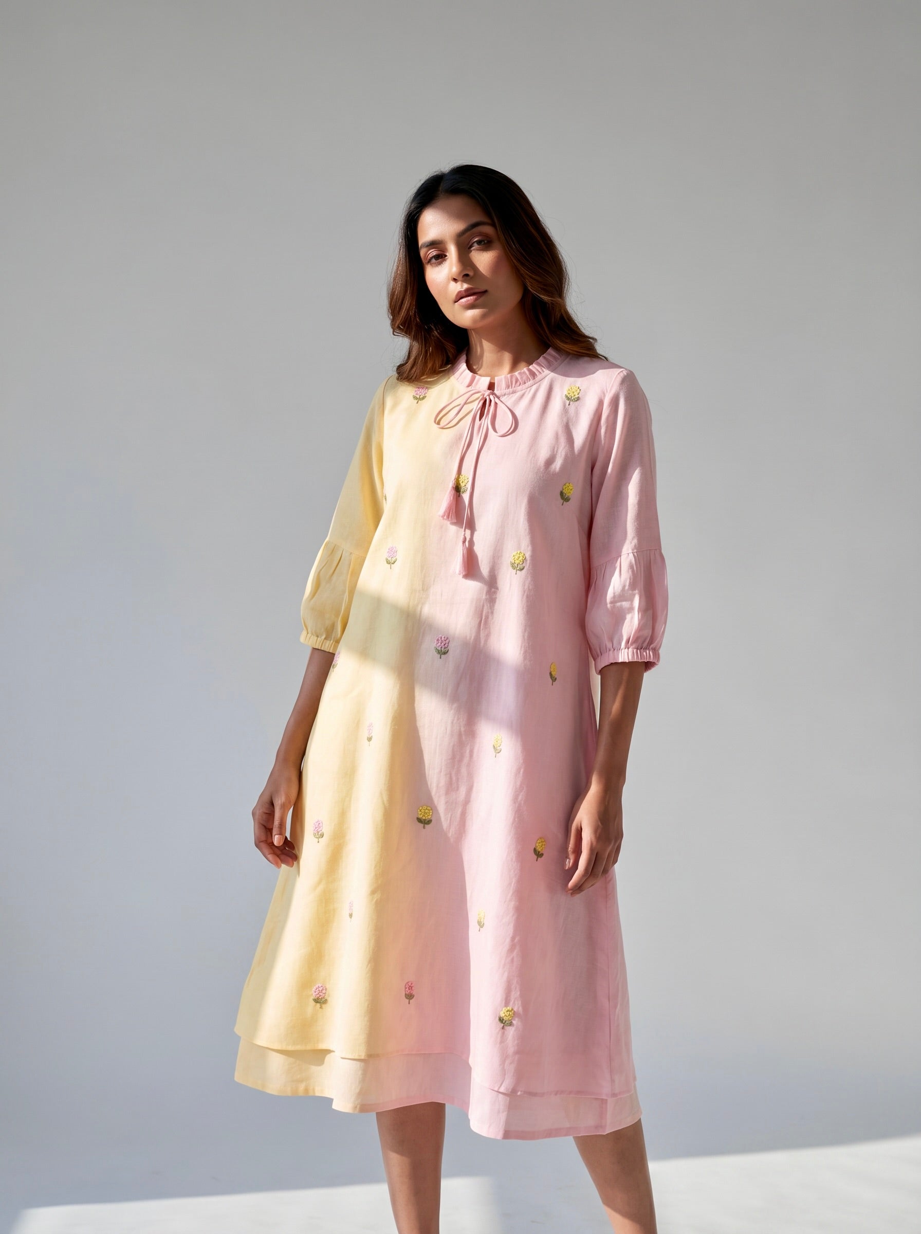 Blush & Butter Cotton Dress Dual Tone