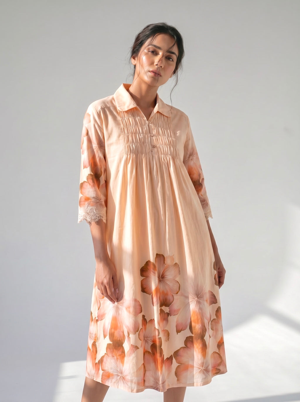 Peach Bloom Cotton Dress