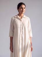 Ivory Embroidered Drape Dress