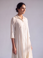 Ivory Embroidered Drape Dress