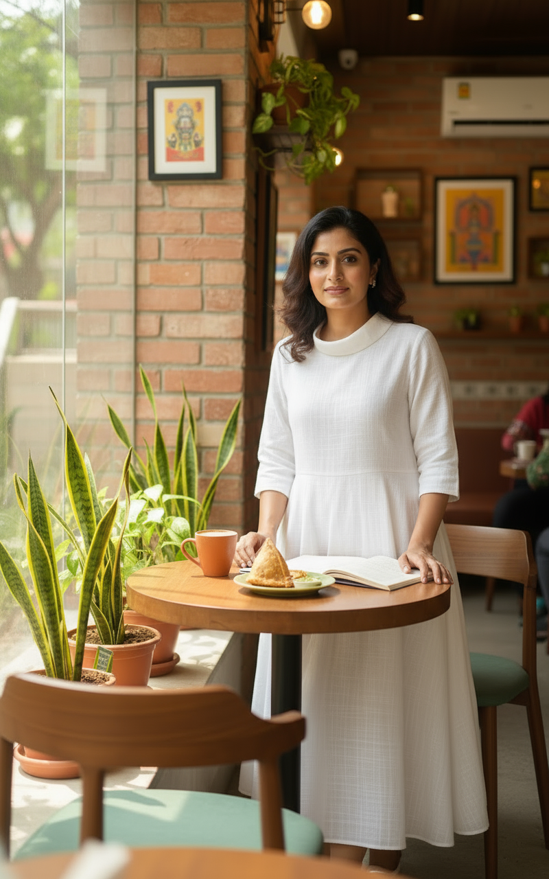 Minimalist High-Neck Cotton Dress