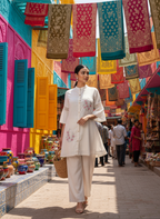 Elegant Ivory Tunic with Floral Embroidery