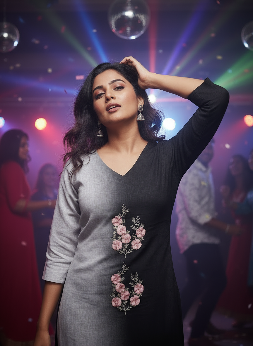 Ombre Elegance Floral Kurti