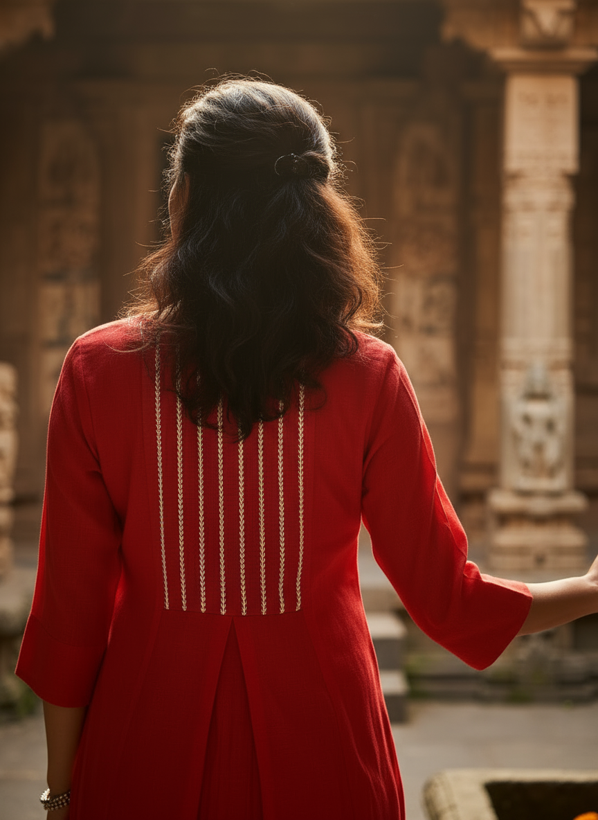 Floral A-Line Kurti With A Rose Motif