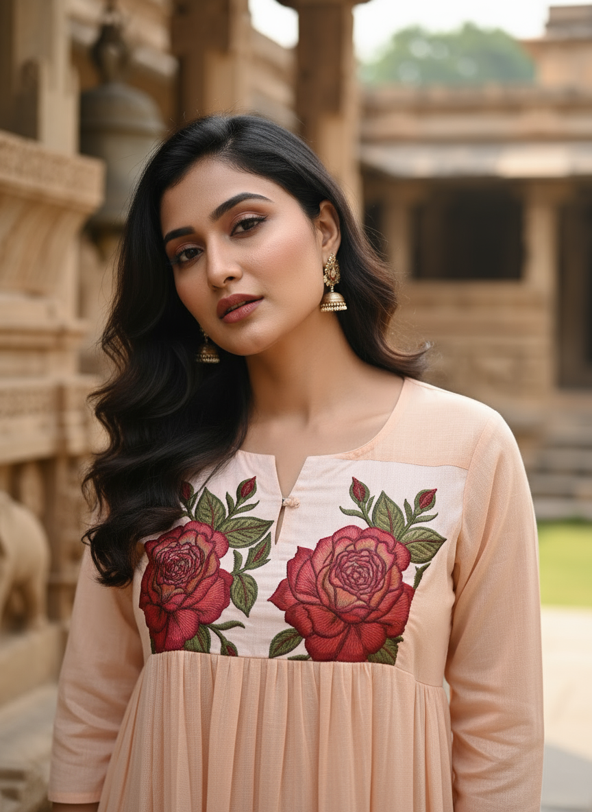 Vintage Rose A-Line Kurti