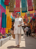 Elegant Ivory Tunic with Floral Embroidery