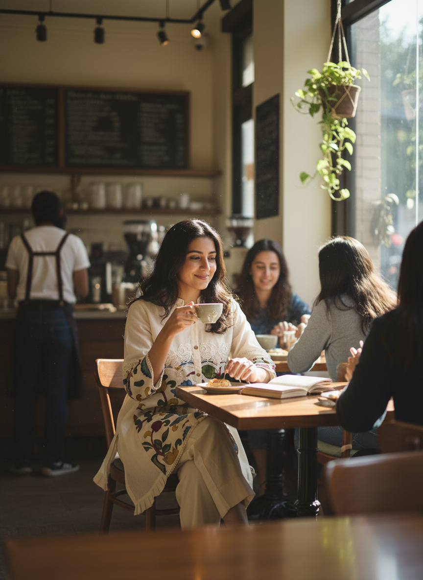Hand-Painted Short Kurti with Pants