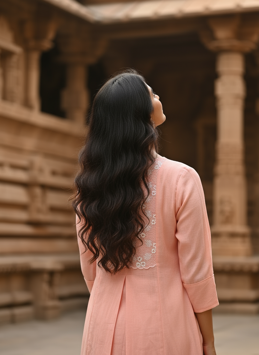 Floral A-Line Kurti With A Rose Motif