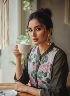 Floral Embroidered Cotton Kurti
