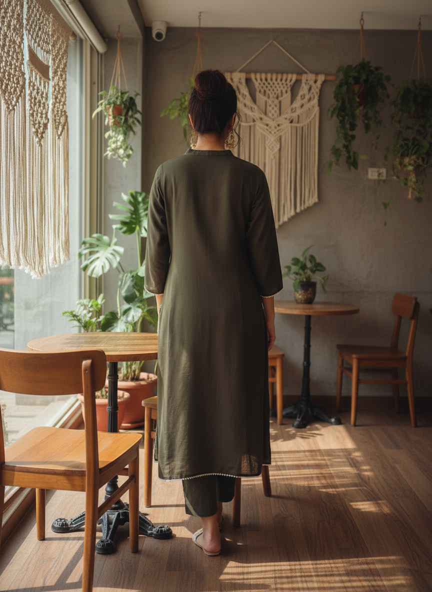 Floral Embroidered Cotton Kurti