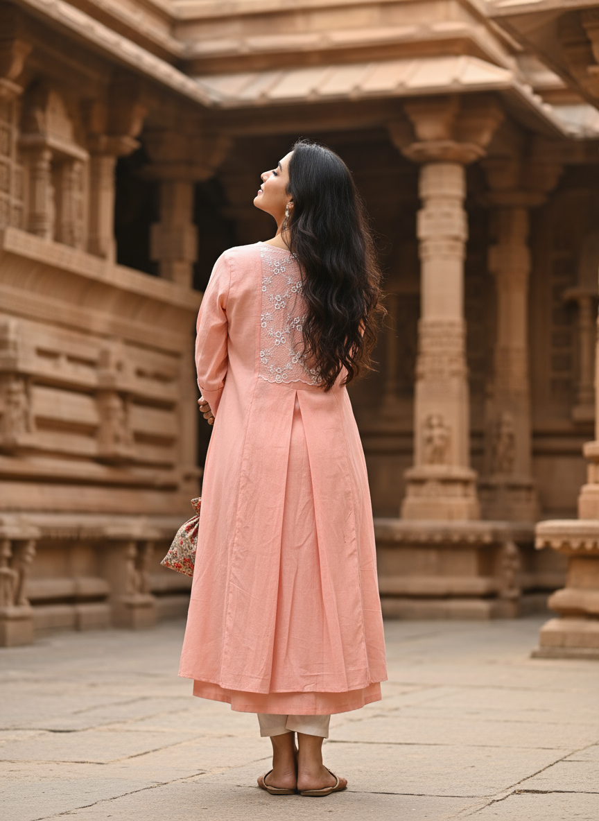 Floral A-Line Kurti With A Rose Motif