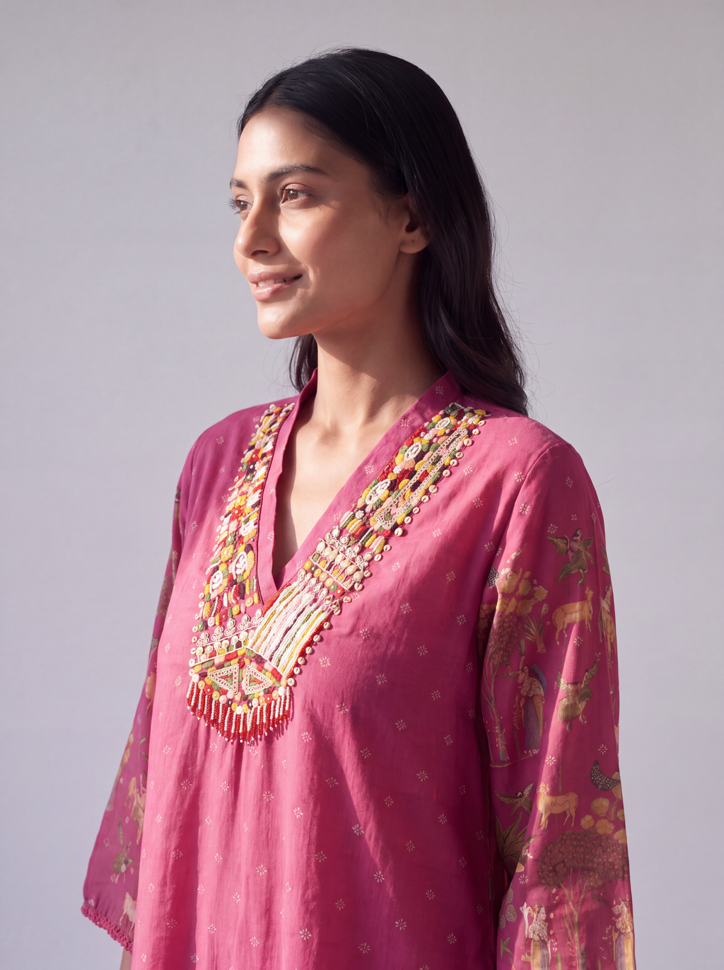 Pink Banjara Embroidered Maxi Dress