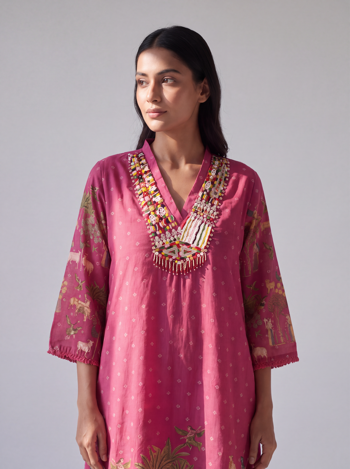Pink Banjara Embroidered Maxi Dress