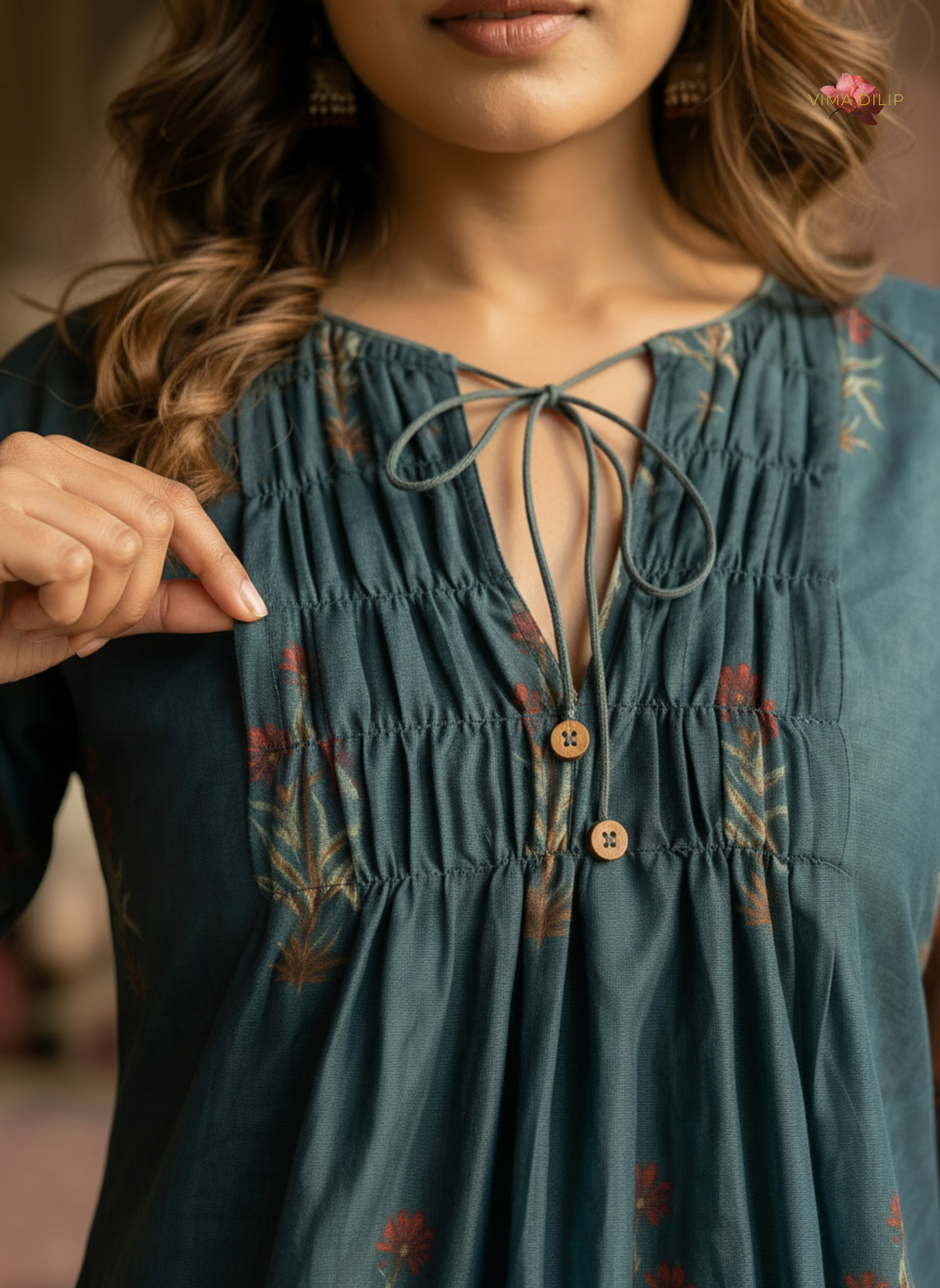 Royal Heritage Teal Cotton Dress