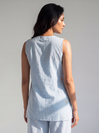 Powder Blue Embroidered Cotton Co-Ord Set