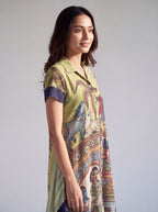 Olive Green Print Short Dress