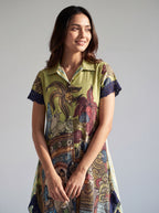 Olive Green Print Short Dress