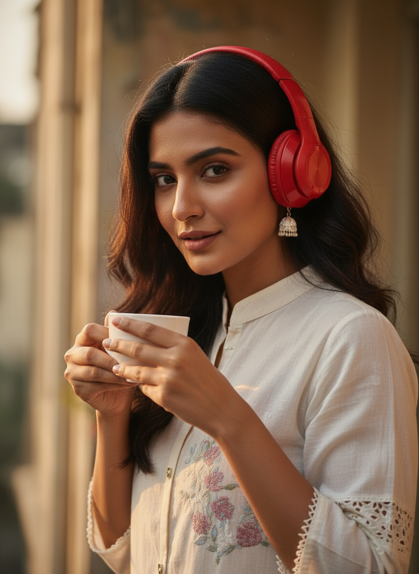 Ivory Embroidered Short Kurti with Lace Detailing With Pants